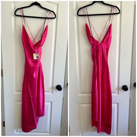 CLOSET CLOSING Ser.o.ya Emma Silk Dress in Fuchsia Sz S Seroya Revolve - Picture 3 of 4
